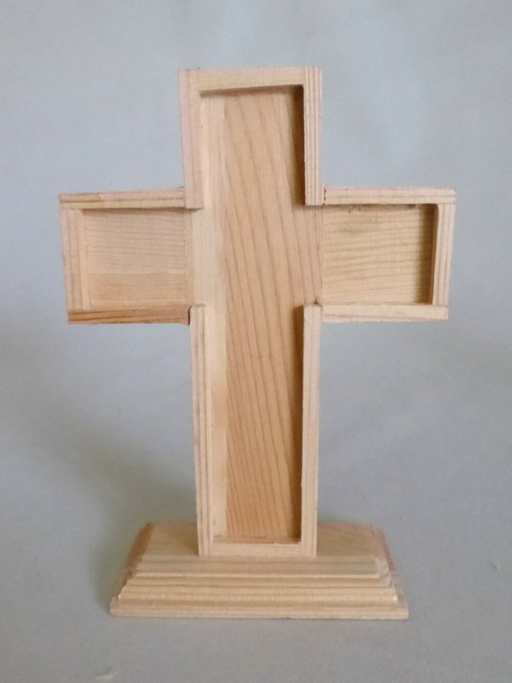 NEW 6” UNFINISHED WOOD TABLETOP CRAFT CROSS CRUCIFIX ON STAND DECOR